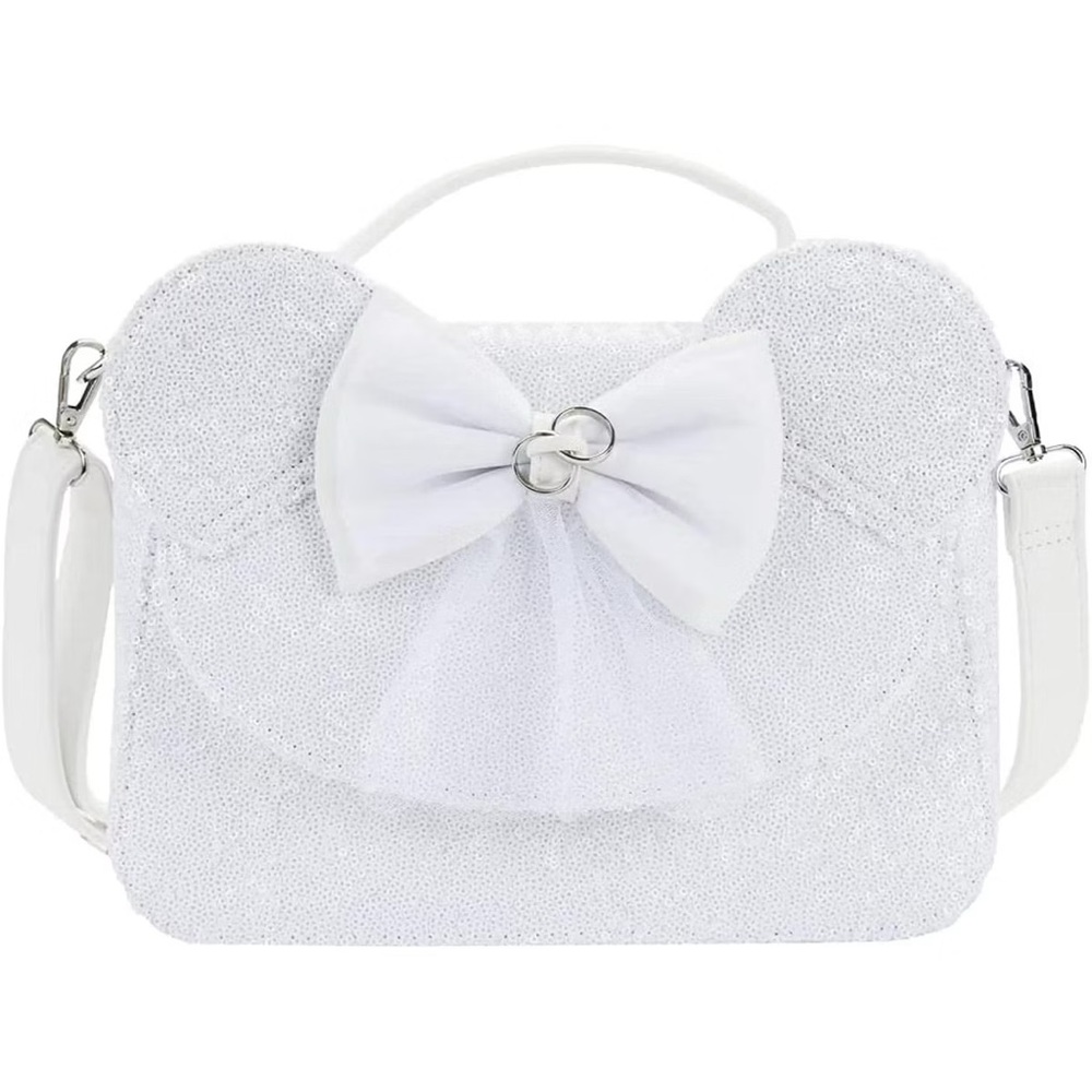 Loungefly Disney Minnie Mouse Sequin Wedding Bride Crossbody Bag NWT